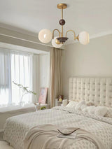 Modern Sculptural Glass Ribbed Chandelier Gold Mid Century Pendant Light for Dining Living Room