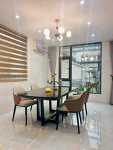 Modern Sculptural Glass Ribbed Chandelier Gold Mid Century Pendant Light for Dining Living Room