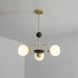 Modern Sculptural Glass Ribbed Chandelier Gold Mid Century Pendant Light for Dining Living Room