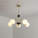 Modern Sculptural Glass Ribbed Chandelier Gold Mid Century Pendant Light for Dining Living Room