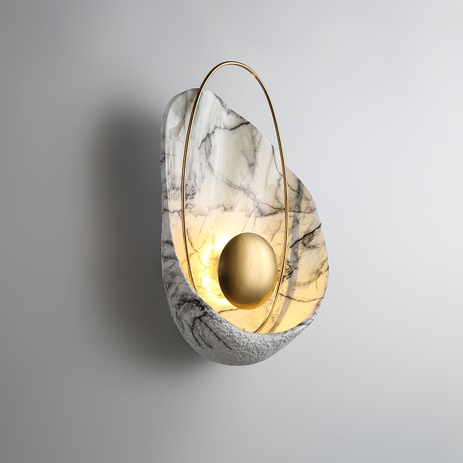 Modern Sculptural Resin Pearl Sconce Wall Lamp Handcrafted Art Deco Lighting