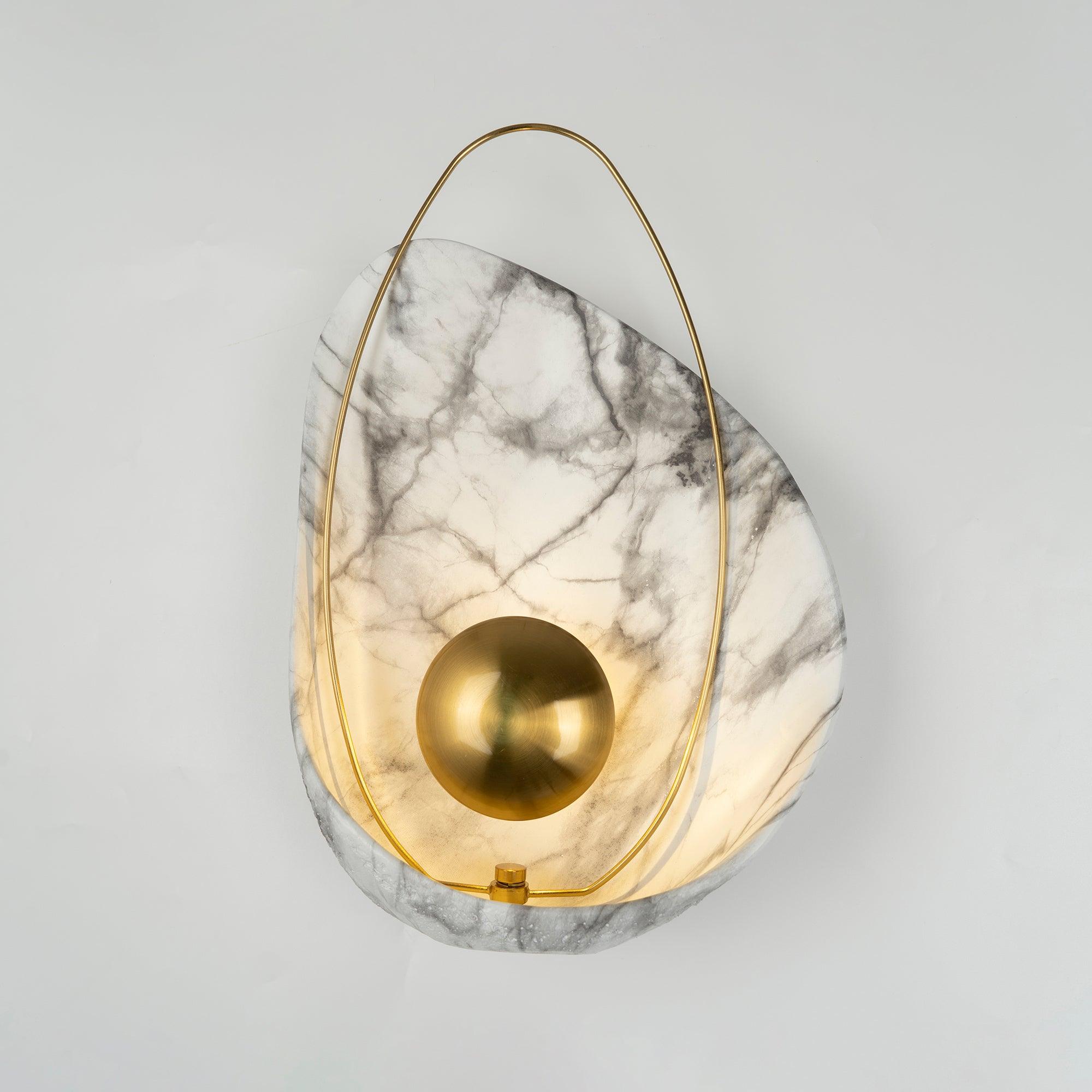 Modern Sculptural Resin Pearl Sconce Wall Lamp Handcrafted Art Deco Lighting