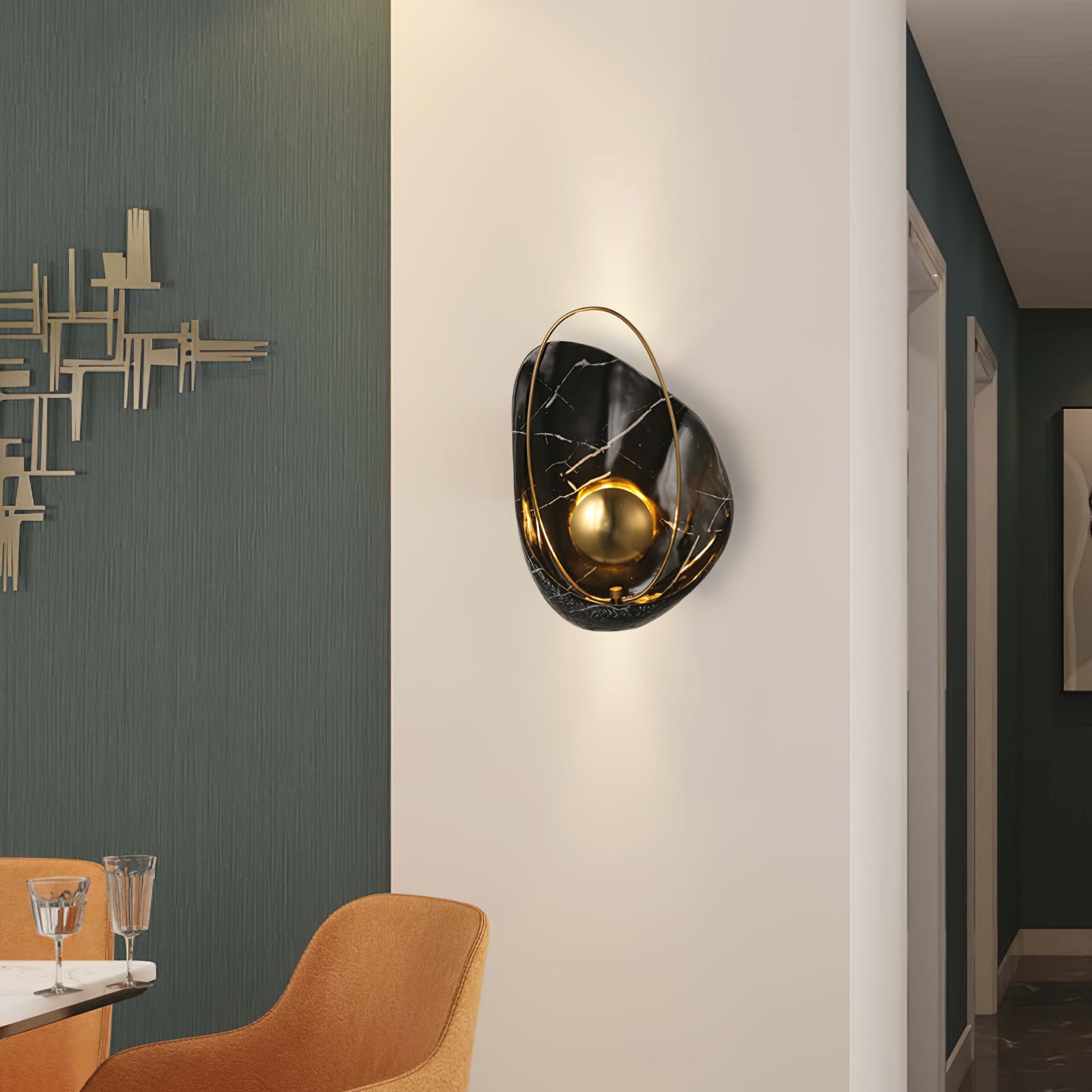 Modern Sculptural Resin Pearl Sconce Wall Lamp Handcrafted Art Deco Lighting