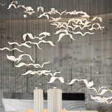 Modern Seagull Pendant Light Multi Head Glass Bird Chandelier for High Ceilings