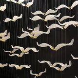 Modern Seagull Pendant Light Multi Head Glass Bird Chandelier for High Ceilings