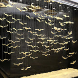 Modern Seagull Pendant Light Multi Head Glass Bird Chandelier for High Ceilings