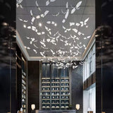 Modern Seagull Pendant Light Multi Head Glass Bird Chandelier for High Ceilings