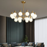 Modern Selva Glass Globe Chandelier Gold Finish Pendant Light for Living Room