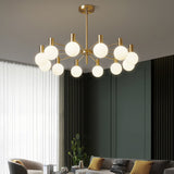 Modern Selva Glass Globe Chandelier Gold Finish Pendant Light for Living Room