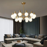 Modern Selva Glass Globe Chandelier Gold Finish Pendant Light for Living Room
