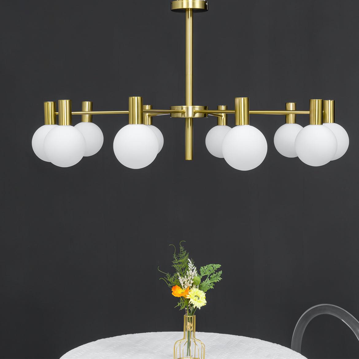 Modern Selva Glass Globe Chandelier Gold Finish Pendant Light for Living Room
