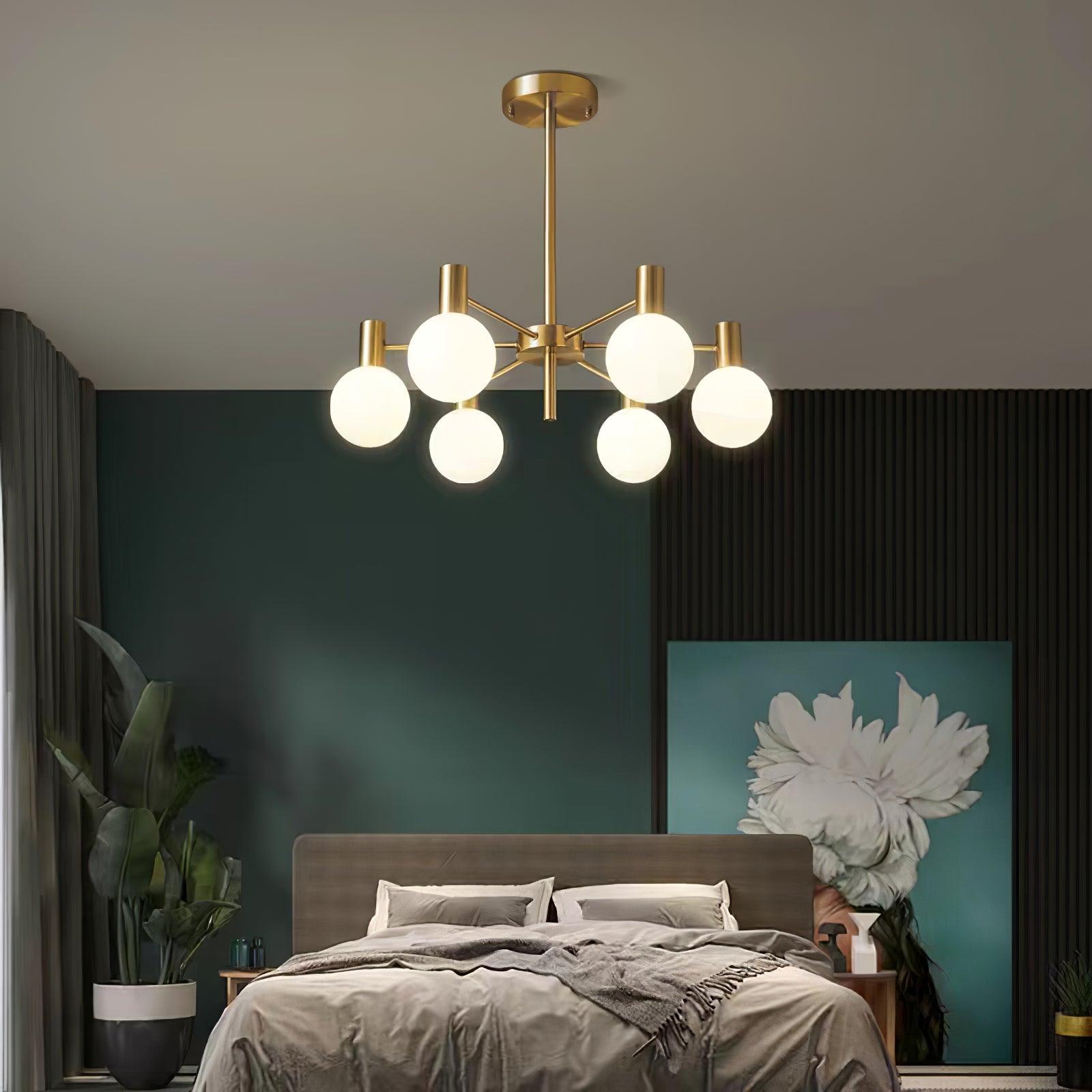 Modern Selva Glass Globe Chandelier Gold Finish Pendant Light for Living Room