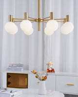 Modern Selva Glass Globe Chandelier Gold Finish Pendant Light for Living Room