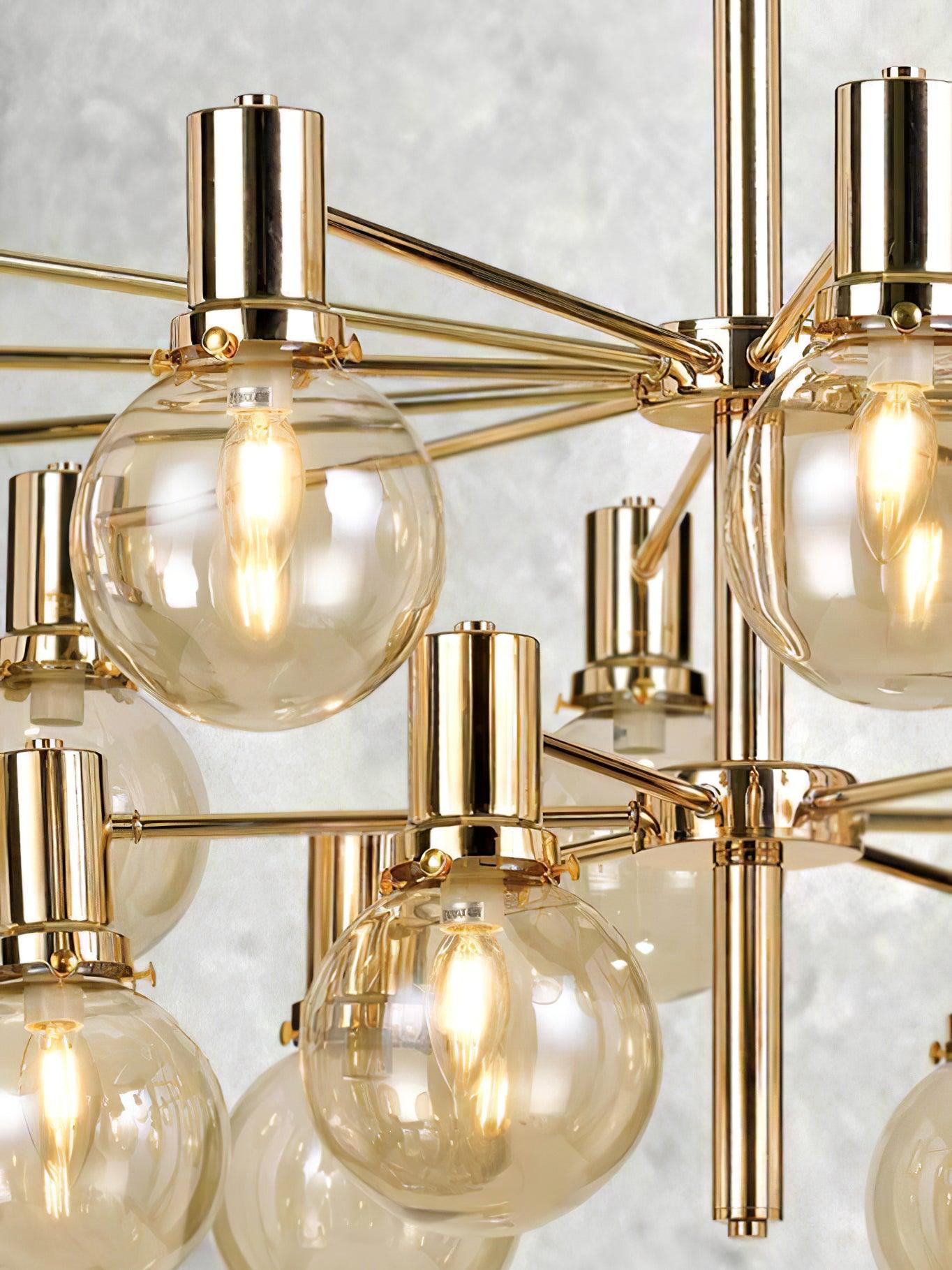 Modern Selva Glass Globe Chandelier Gold Finish Pendant Light for Living Room
