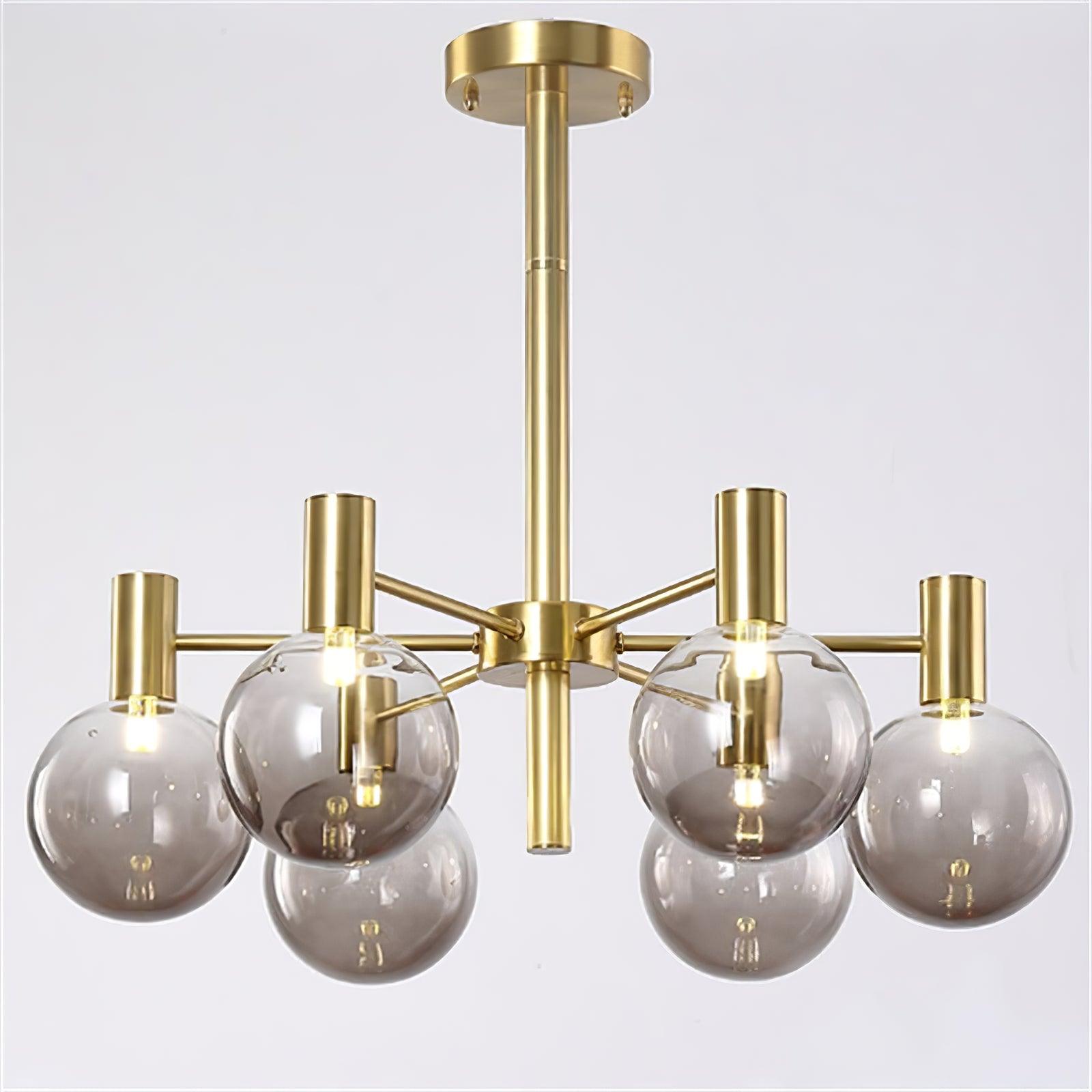 Modern Selva Glass Globe Chandelier Gold Finish Pendant Light for Living Room