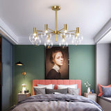 Modern Selva Glass Globe Chandelier Gold Finish Pendant Light for Living Room