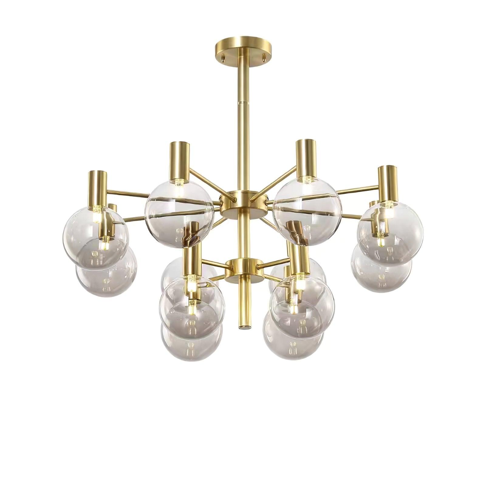 Modern Selva Glass Globe Chandelier Gold Finish Pendant Light for Living Room