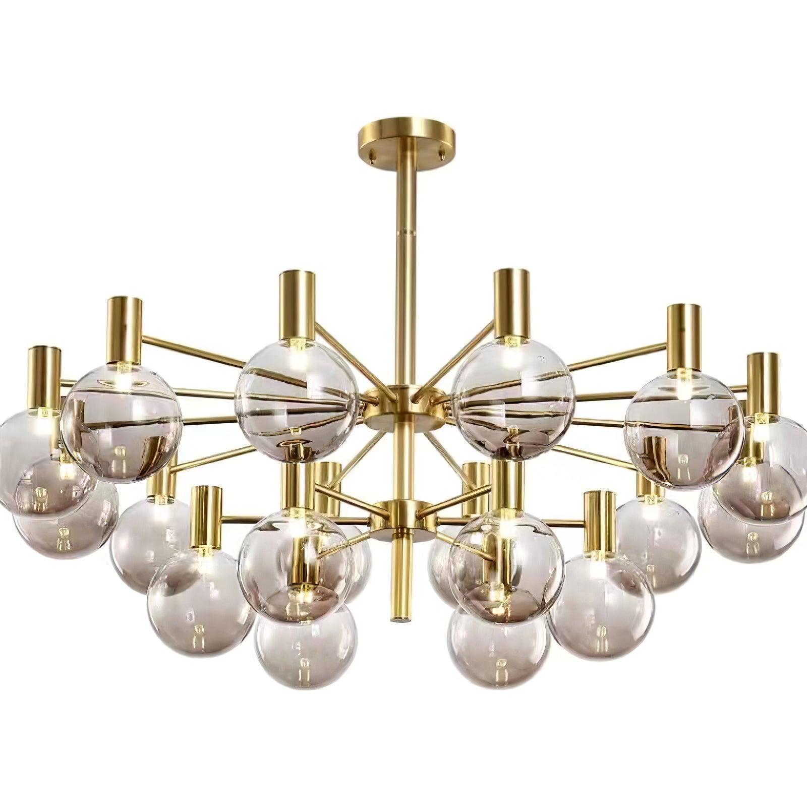Modern Selva Glass Globe Chandelier Gold Finish Pendant Light for Living Room