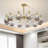 Modern Selva Glass Globe Chandelier Gold Finish Pendant Light for Living Room