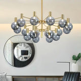 Modern Selva Glass Globe Chandelier Gold Finish Pendant Light for Living Room