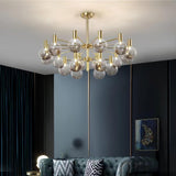 Modern Selva Glass Globe Chandelier Gold Finish Pendant Light for Living Room
