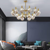 Modern Selva Glass Globe Chandelier Gold Finish Pendant Light for Living Room