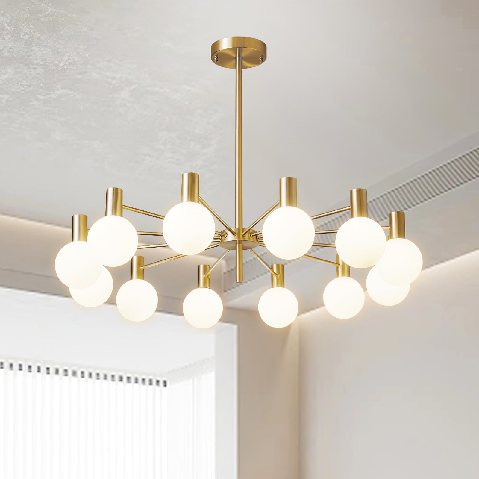 Modern Selva Glass Globe Chandelier Gold Finish Pendant Light for Living Room