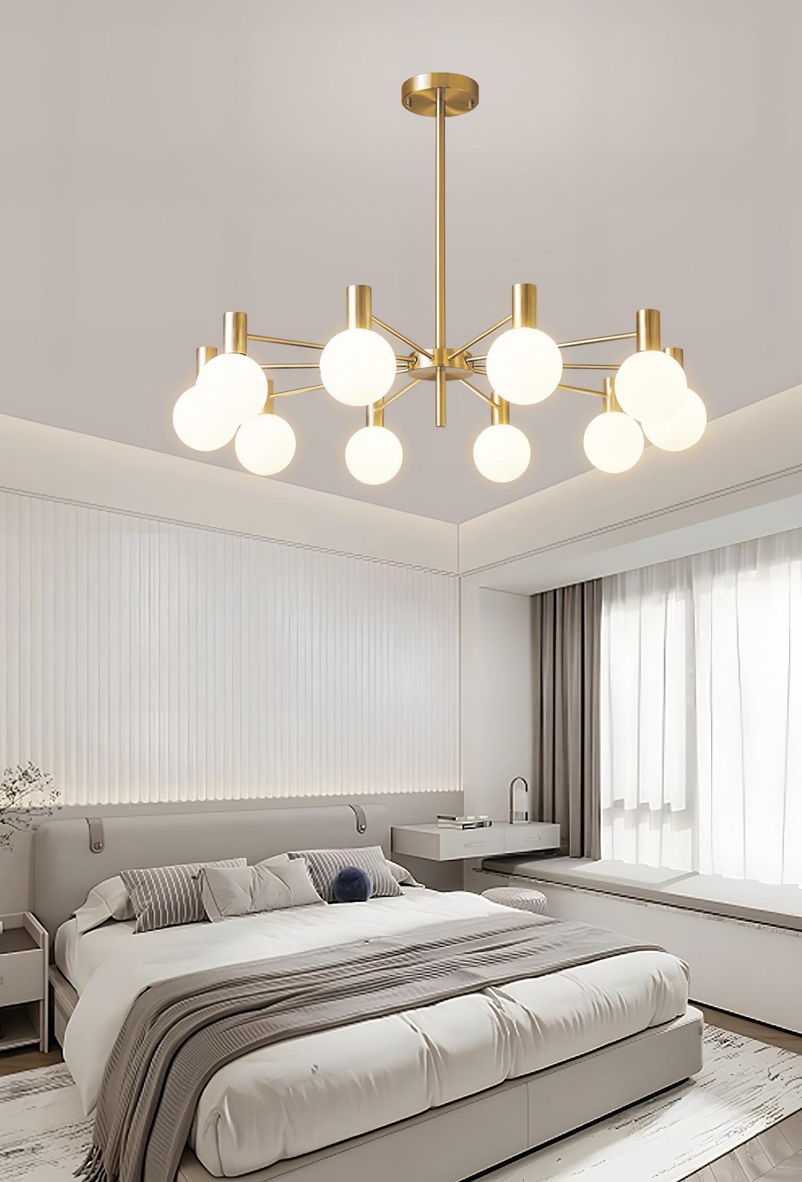 Modern Selva Glass Globe Chandelier Gold Finish Pendant Light for Living Room