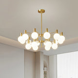 Modern Selva Glass Globe Chandelier Gold Finish Pendant Light for Living Room