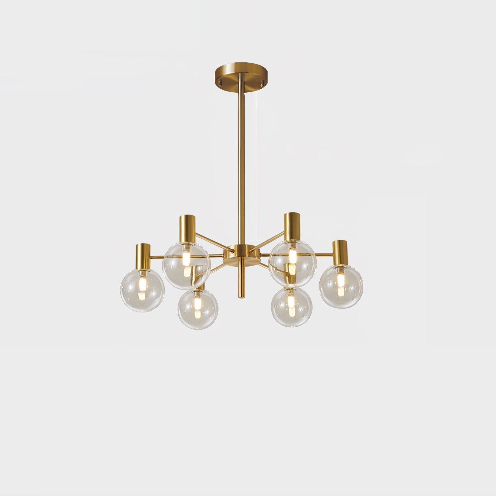 Modern Selva Glass Globe Chandelier Gold Finish Pendant Light for Living Room