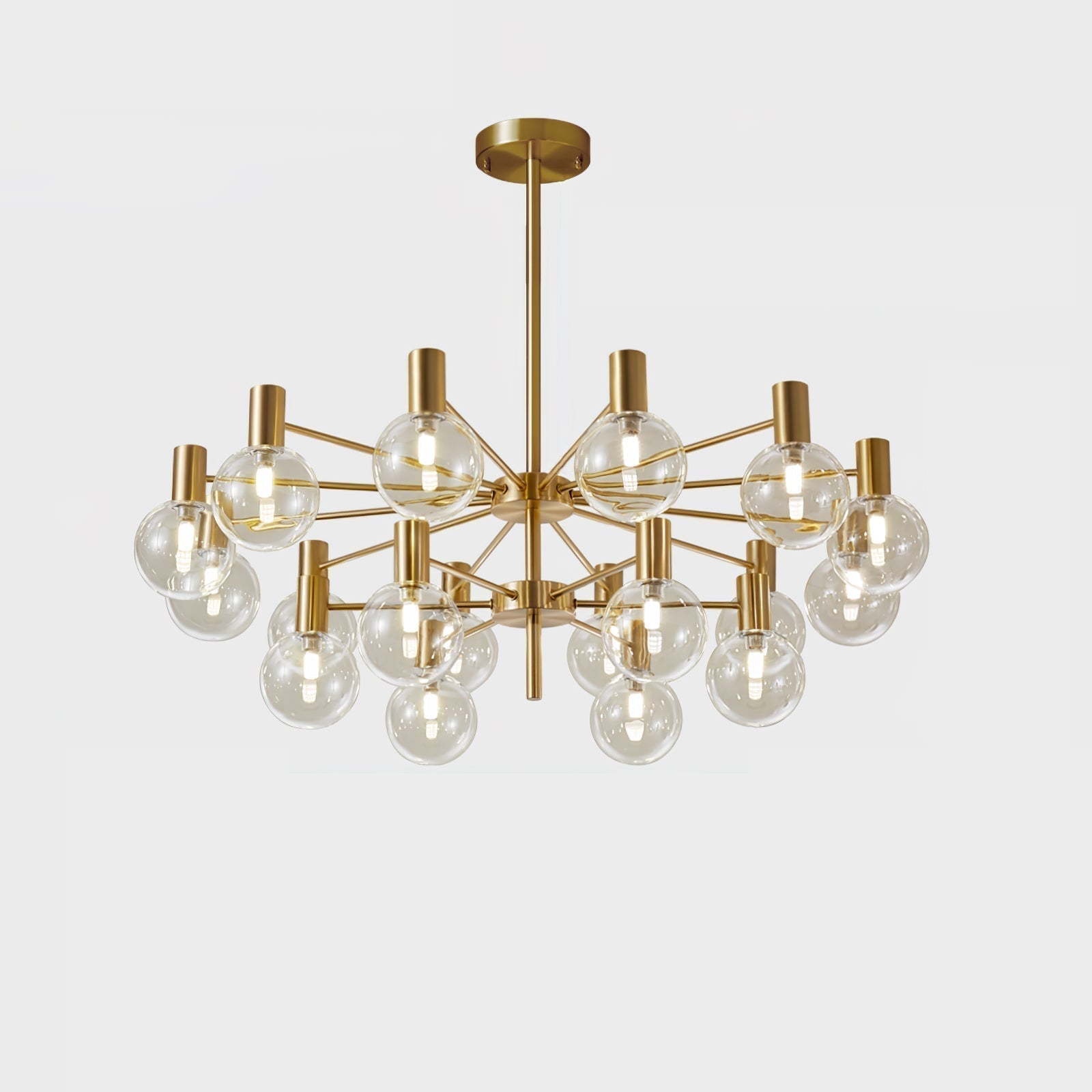 Modern Selva Glass Globe Chandelier Gold Finish Pendant Light for Living Room