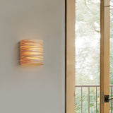 Modern Semi Cylindrical Handmade Wooden Wall Lamp Rustic Decorative Indoor Sconce Light