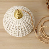 Modern Semi Globe Ceramic Copper Pendant Light with Brass Finish LED Hanging Fixture for Entry and Dining Room