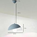 Modern Semi Globular Metal Pendant Light Colorful Kitchen Island Hanging Ceiling Lamp Fixture