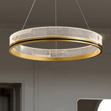 Modern Sendra LED Mesh Chandelier Black and Brass Circular Linear Pendant Light