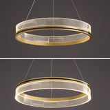 Modern Sendra LED Mesh Chandelier Black and Brass Circular Linear Pendant Light