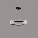 Modern Sendra LED Mesh Chandelier Black and Brass Circular Linear Pendant Light