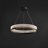 Modern Sendra LED Mesh Chandelier Black and Brass Circular Linear Pendant Light