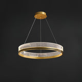 Modern Sendra LED Mesh Chandelier Black and Brass Circular Linear Pendant Light