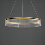 Modern Sendra LED Mesh Chandelier Black and Brass Circular Linear Pendant Light