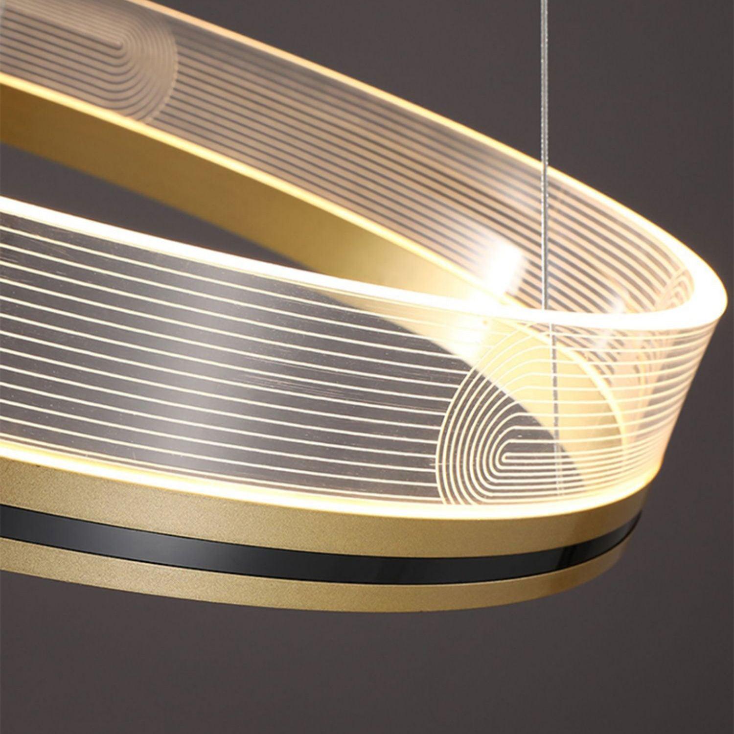 Modern Sendra LED Mesh Chandelier Black and Brass Circular Linear Pendant Light