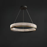 Modern Sendra LED Mesh Chandelier Black and Brass Circular Linear Pendant Light