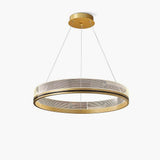 Modern Sendra LED Mesh Chandelier Black and Brass Circular Linear Pendant Light