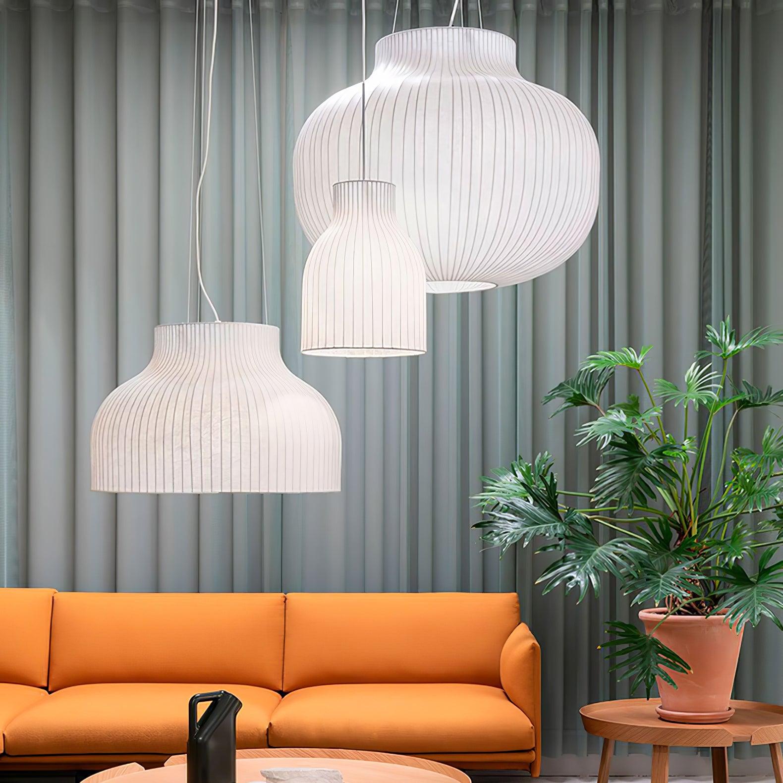 Modern Serica Silk Collection Pendant Light Minimalist Fabric Ceiling Hanging Lamp