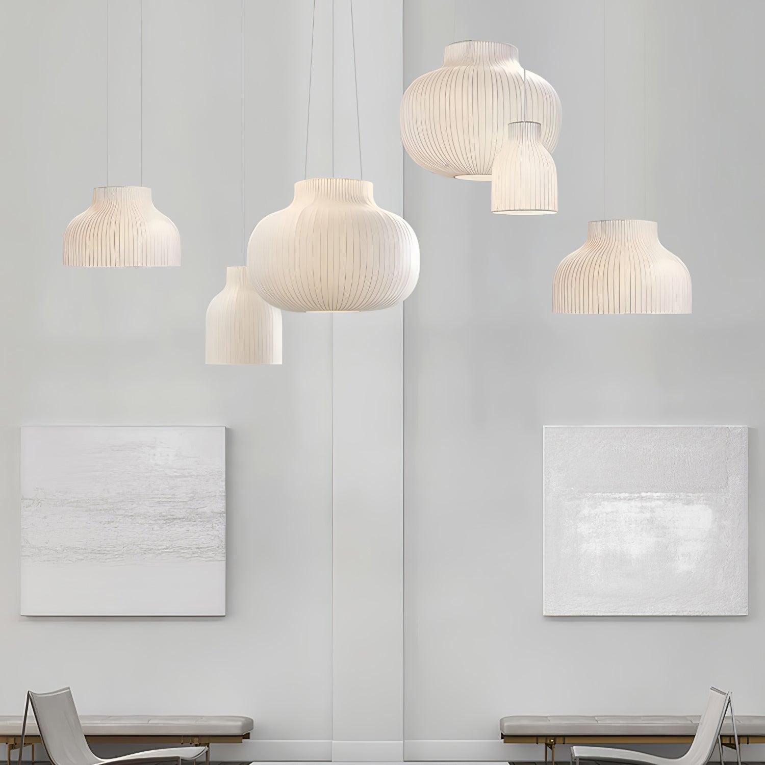 Modern Serica Silk Collection Pendant Light Minimalist Fabric Ceiling Hanging Lamp