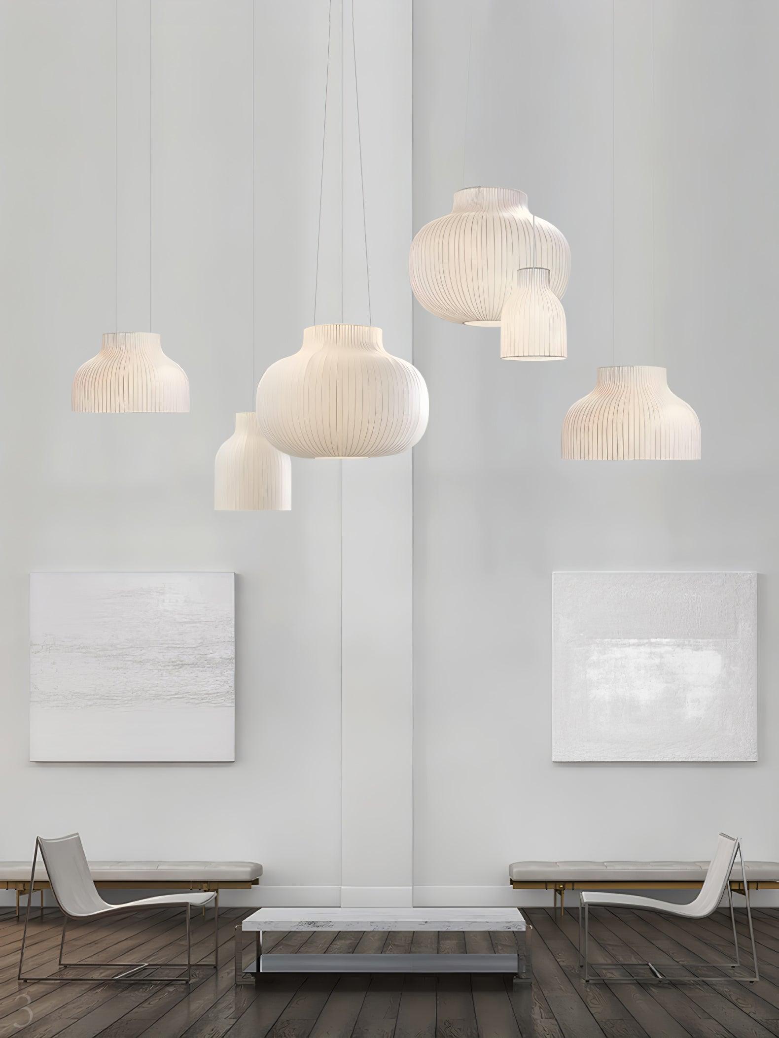 Modern Serica Silk Collection Pendant Light Minimalist Fabric Ceiling Hanging Lamp