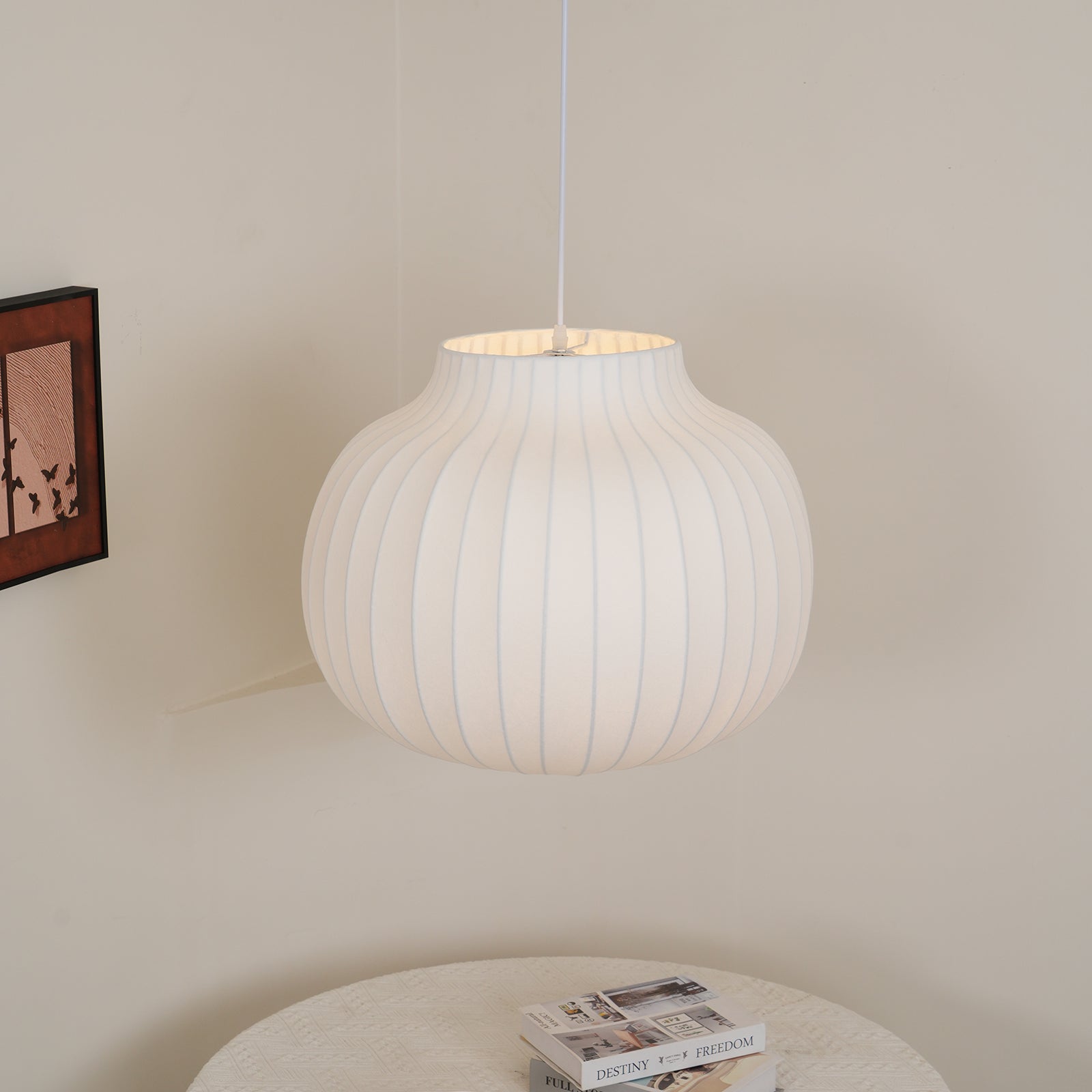 Modern Serica Silk Collection Pendant Light Minimalist Fabric Ceiling Hanging Lamp