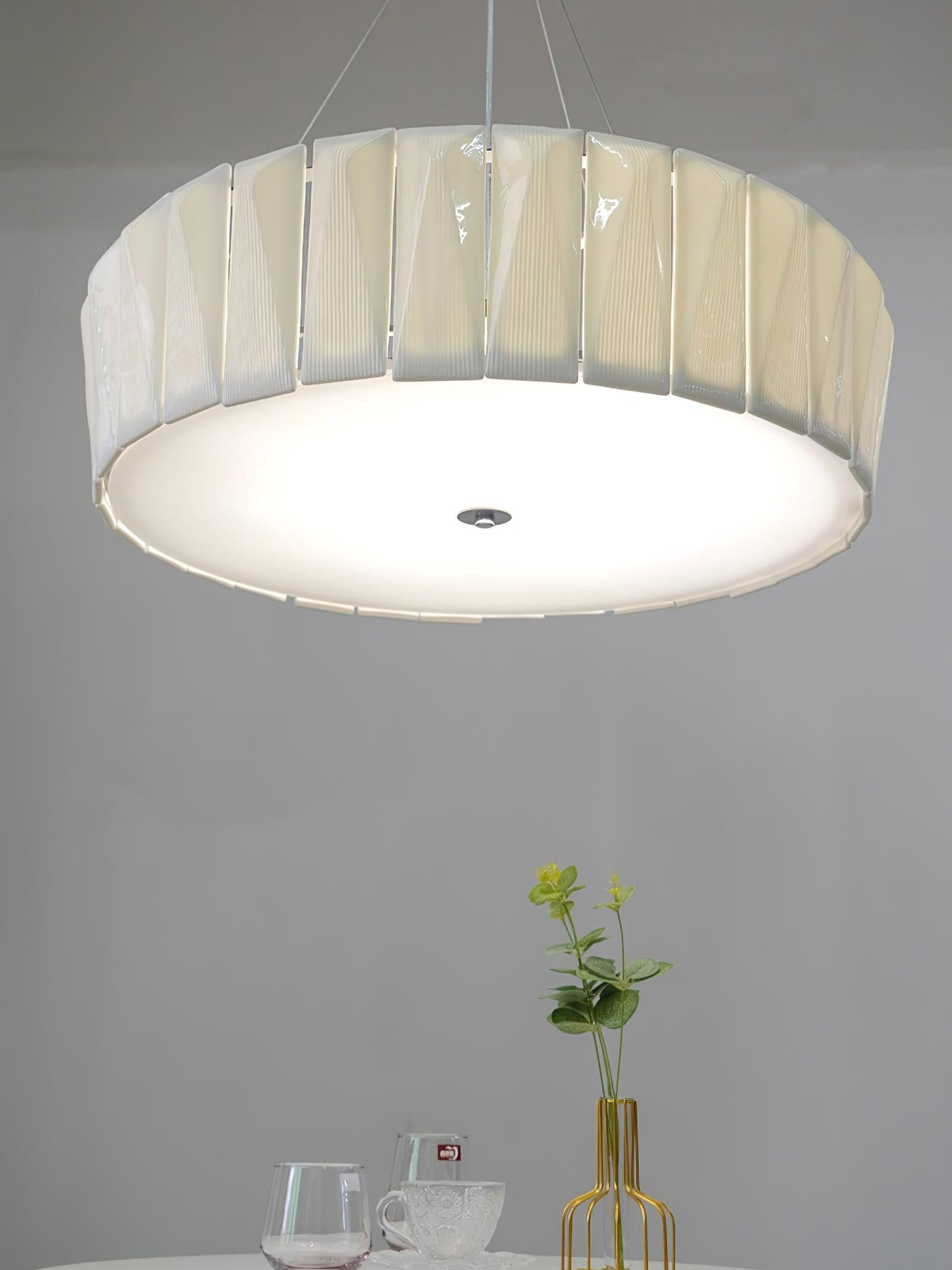 Modern Shard Disc Chandelier Ceramic and Acrylic Integrated Ceiling Light for Luxury Living Spaces