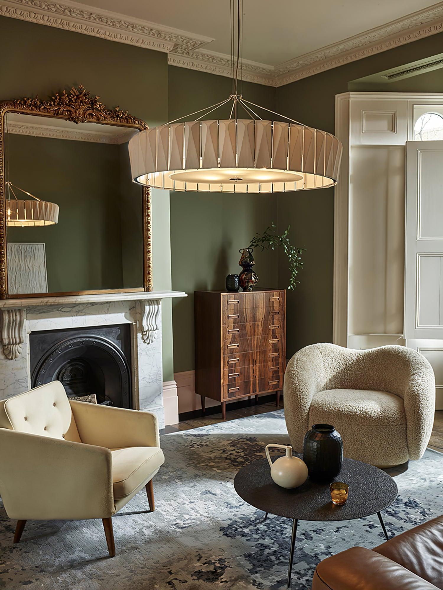 Modern Shard Disc Chandelier Ceramic and Acrylic Integrated Ceiling Light for Luxury Living Spaces