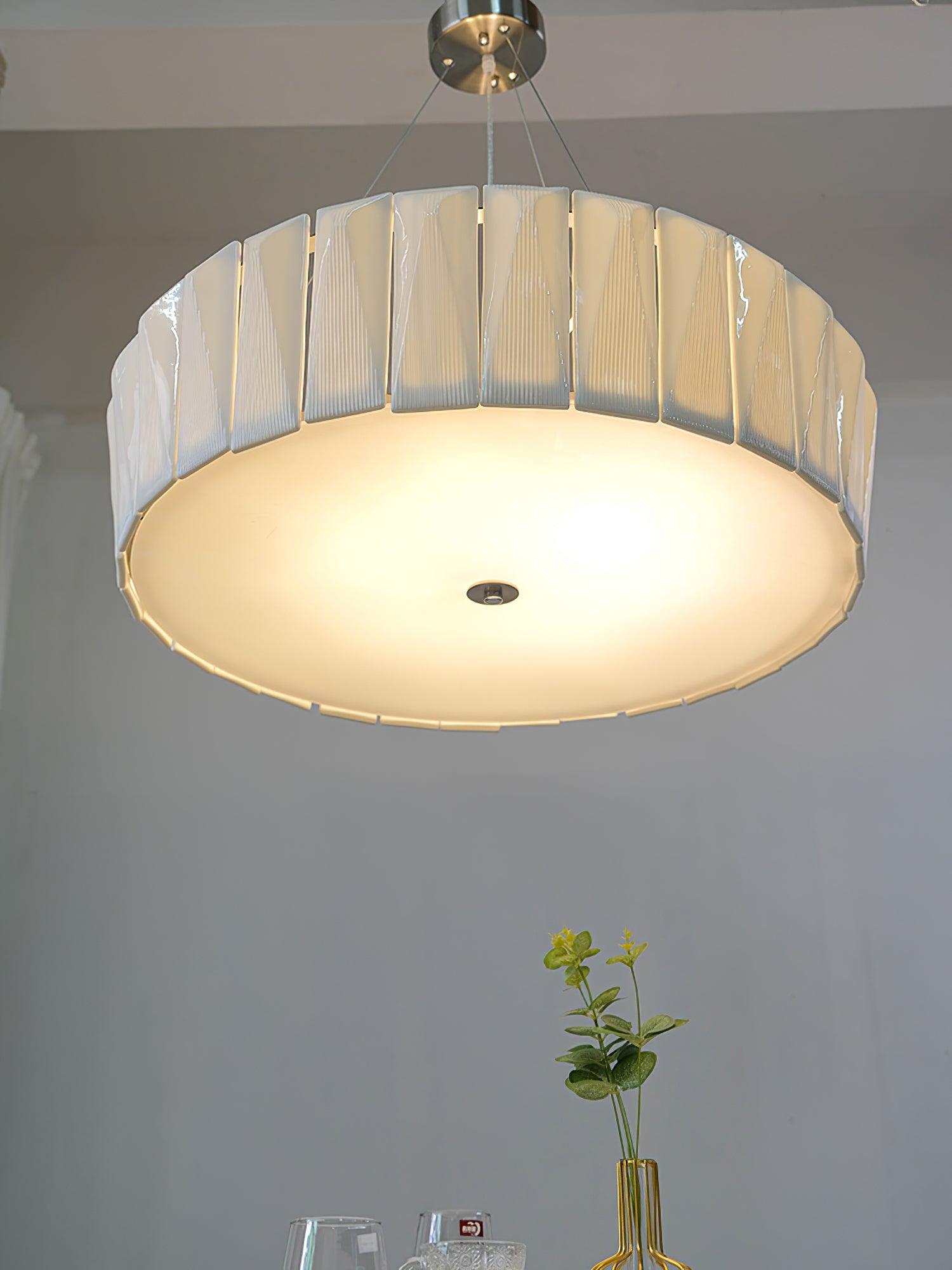 Modern Shard Disc Chandelier Ceramic and Acrylic Integrated Ceiling Light for Luxury Living Spaces